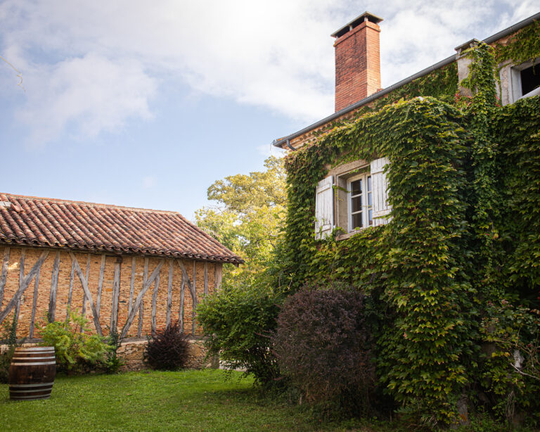 Façade du Domaine de Targuerie envahie par la végétation
